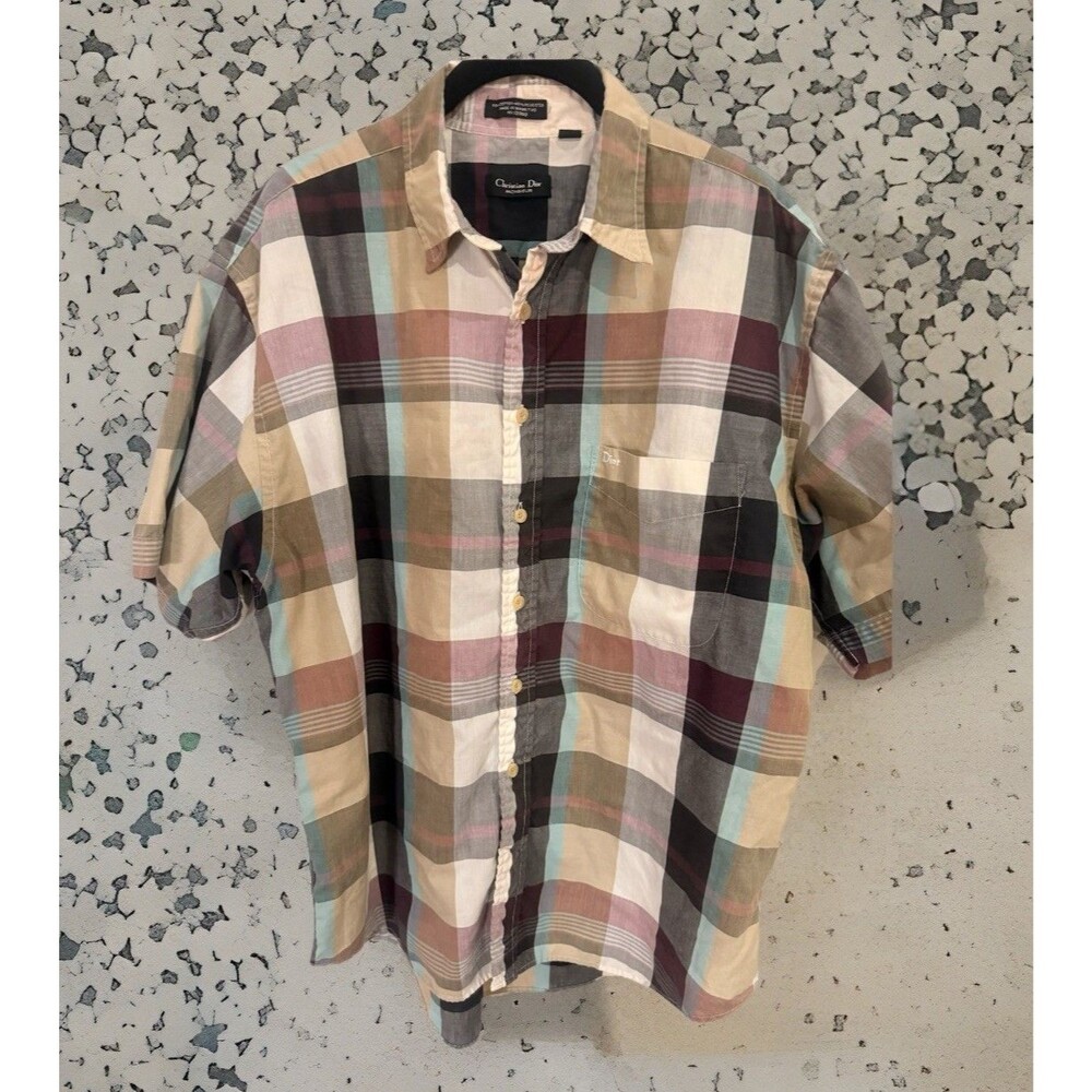 Christian Dior Monsieur Casual Button Up Shirt Sz L Fair Condition